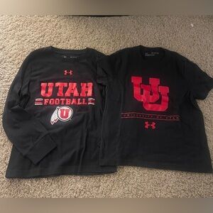 Under Armour Kids Youth XS Black Utah Football Shirts Set (long & short sleeve)